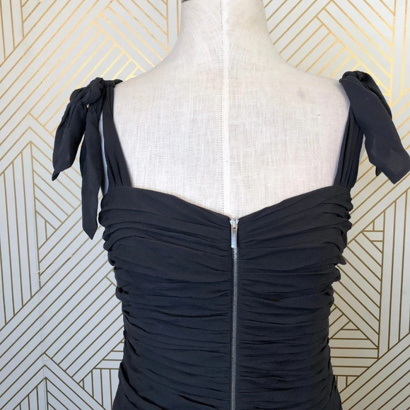 Rebecca Taylor Zip Front Dress Ruched Onyx Black - Picture 2 of 8